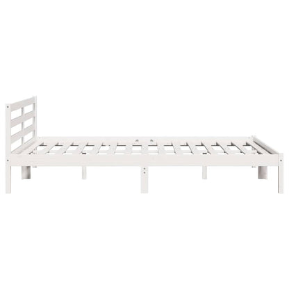 Bed Frame with Headboard White 220 x 200 cm Solid pine wood