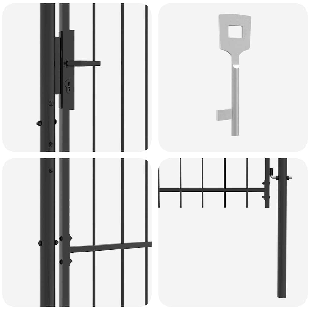 Garden Gate with Lock Grey 100 x 150 cm Steel