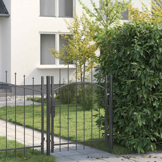 Garden Gate with Lock Grey 100 x 150 cm Steel