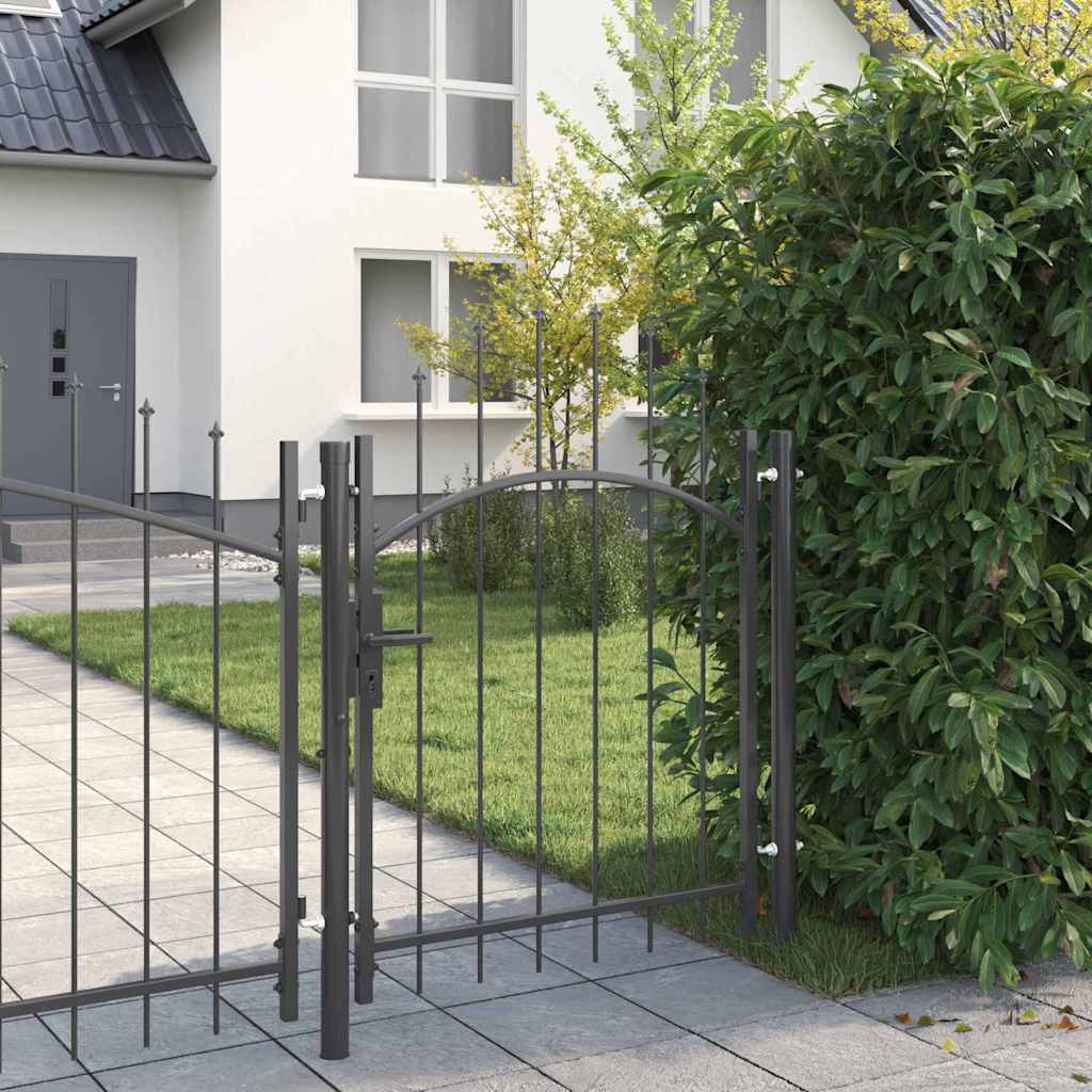 Garden Gate with Lock Grey 100 x 150 cm Steel