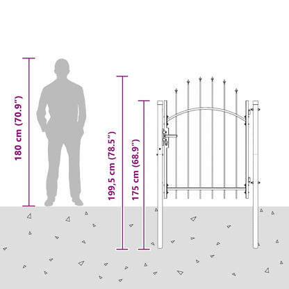 Garden Gate with Lock Grey 100 x 150 cm Steel