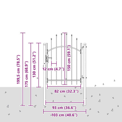 Garden Gate with Lock Grey 100 x 150 cm Steel
