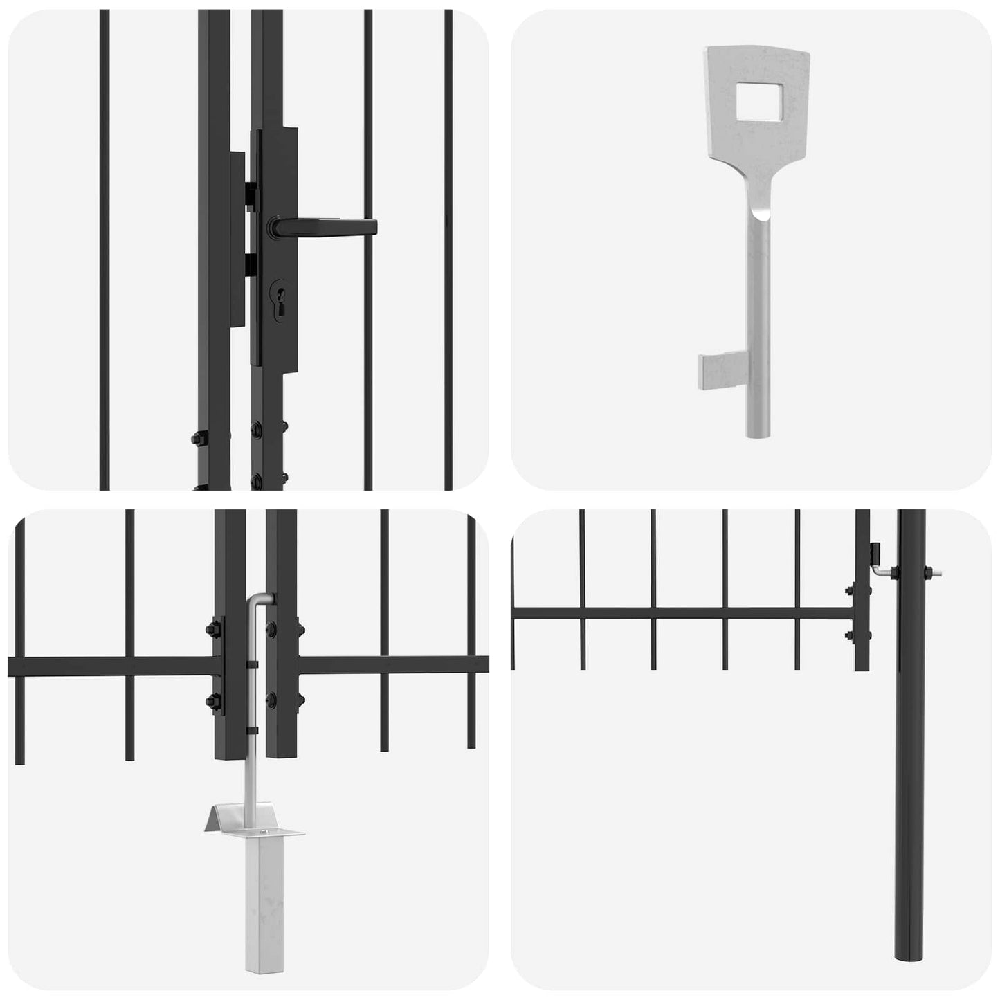 Garden Gate Black 125 x 400 cm Steel