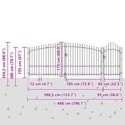 Garden Gate Black 150 x 400 cm Steel