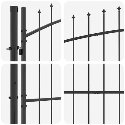 Garden Gate Black 175 x 400 cm Steel