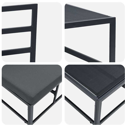 Outdoor Furniture with Cushion with Pillow Black Aluminium