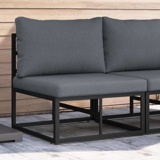 Outdoor Furniture with Cushion with Pillow Black Aluminium