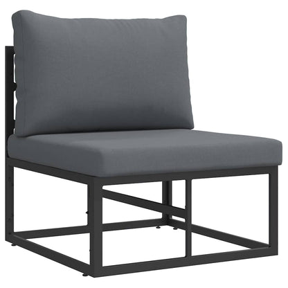 Outdoor Furniture with Cushion with Pillow Black Aluminium
