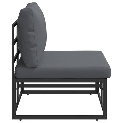 Outdoor Furniture with Cushion with Pillow Black Aluminium