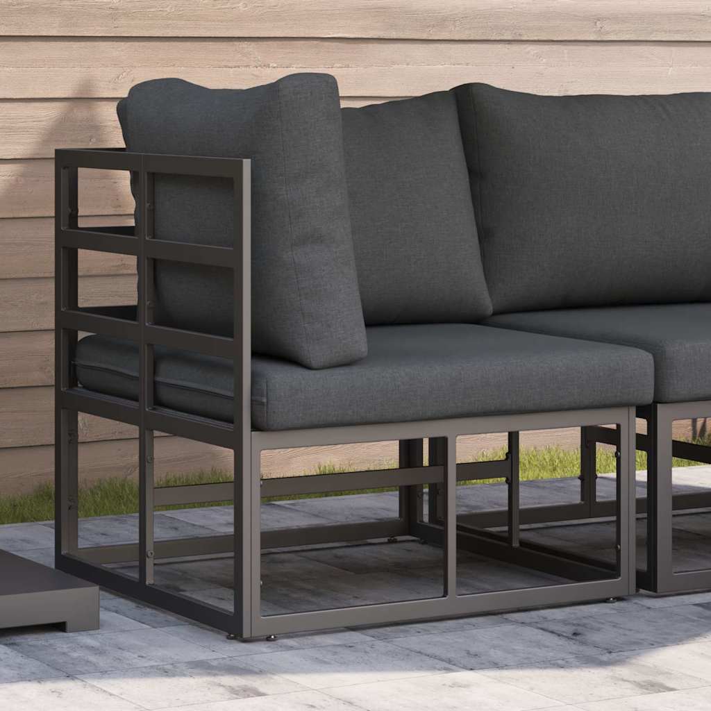 Outdoor Furniture with Cushion with Pillow Black Aluminium