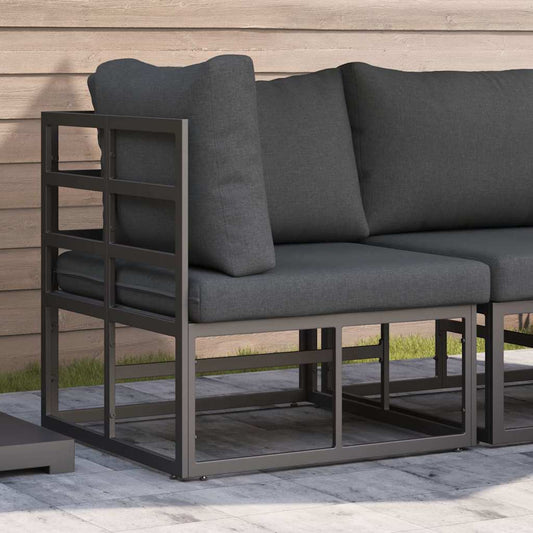 Outdoor Furniture with Cushion with Pillow Black Aluminium