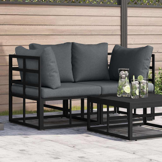 Outdoor Furniture with Cushion 2 pcs Black Aluminium