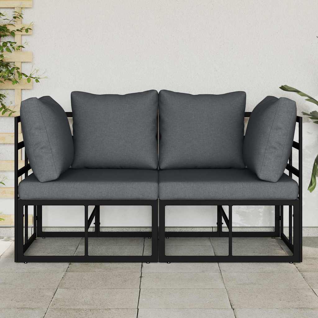 Outdoor Furniture with Cushion 2 pcs Black Aluminium