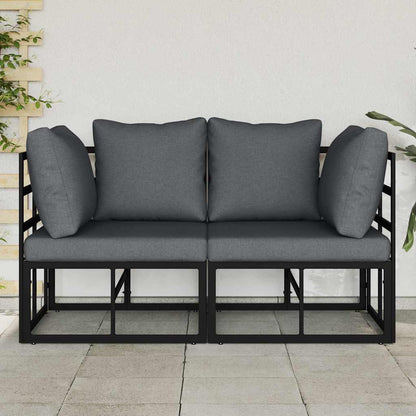 Outdoor Furniture with Cushion 2 pcs Black Aluminium