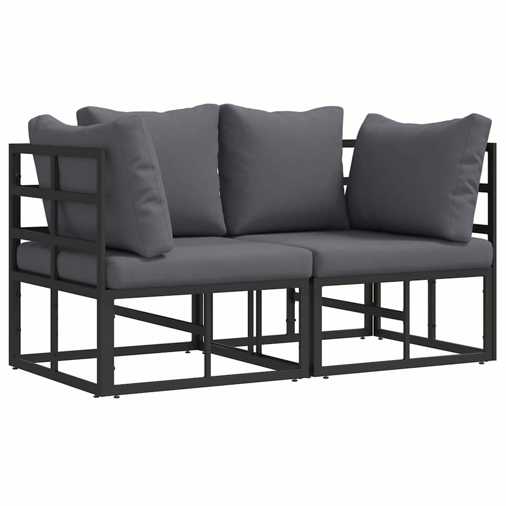 Outdoor Furniture with Cushion 2 pcs Black Aluminium