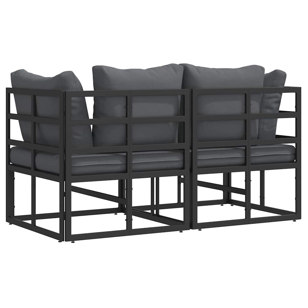 Outdoor Furniture with Cushion 2 pcs Black Aluminium