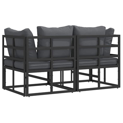 Outdoor Furniture with Cushion 2 pcs Black Aluminium