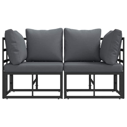 Outdoor Furniture with Cushion 2 pcs Black Aluminium