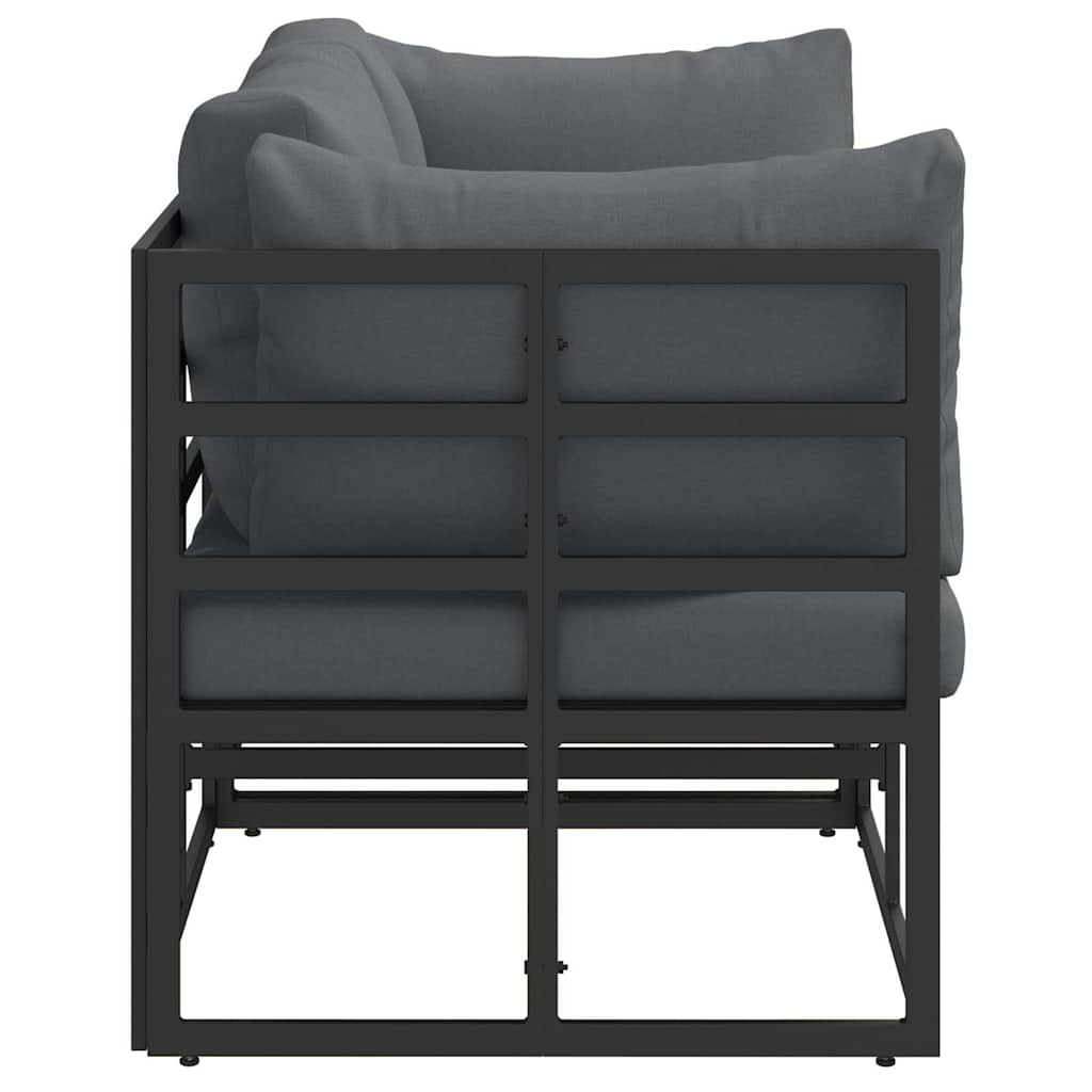 Outdoor Furniture with Cushion 2 pcs Black Aluminium