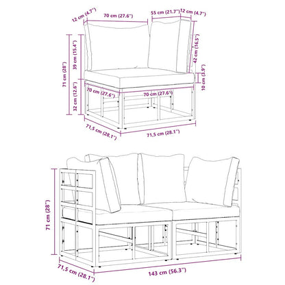 Outdoor Furniture with Cushion 2 pcs Black Aluminium