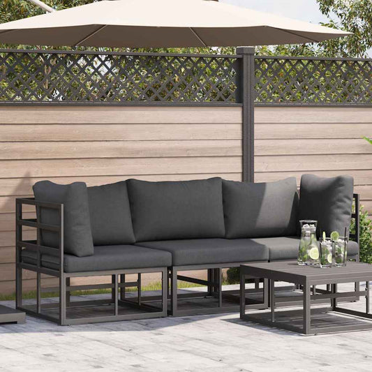 Outdoor Furniture with Cushion 3 pcs Black Aluminium