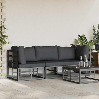 Outdoor Furniture with Cushion 3 pcs Black Aluminium