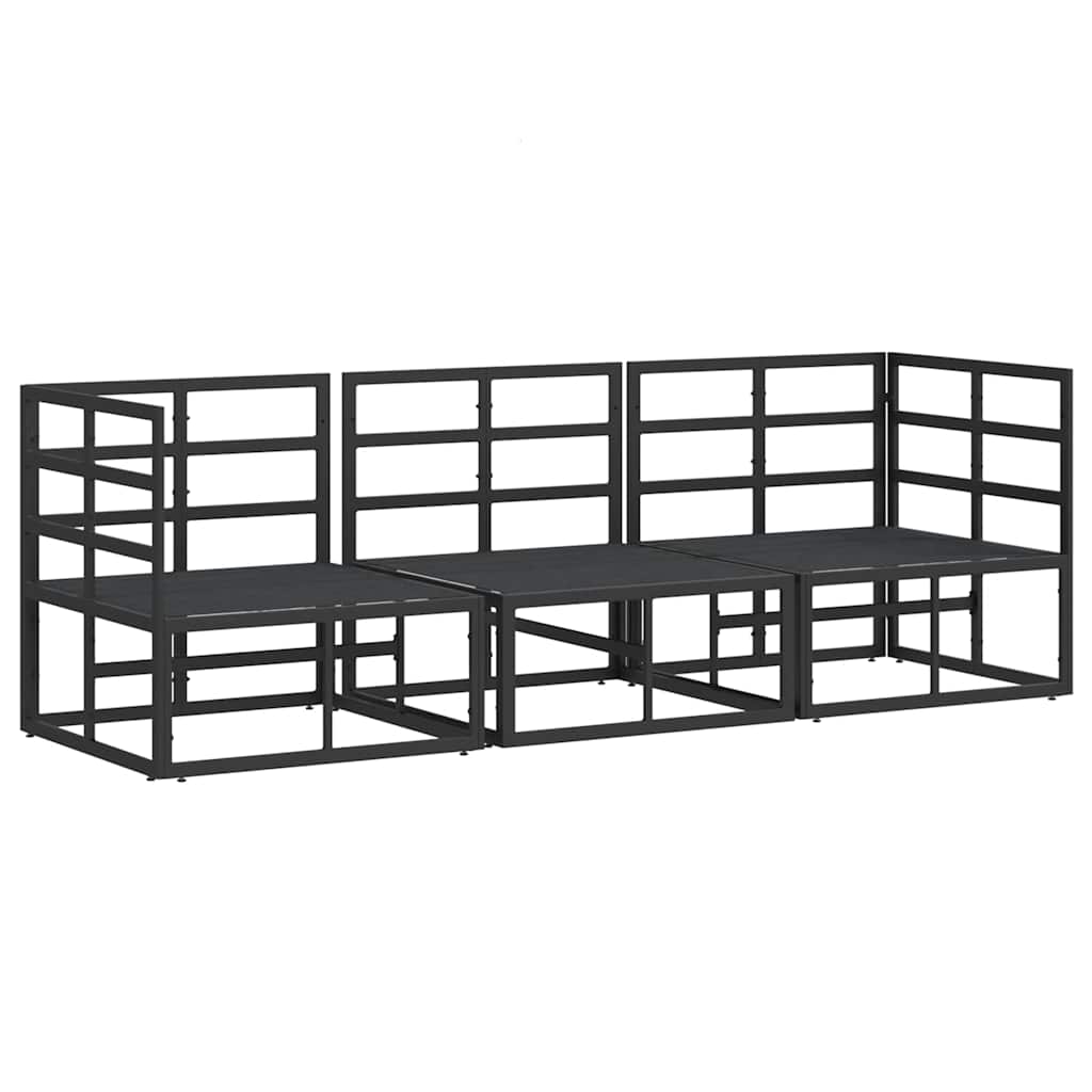Outdoor Furniture with Cushion 3 pcs Black Aluminium
