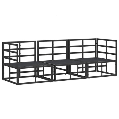 Outdoor Furniture with Cushion 3 pcs Black Aluminium