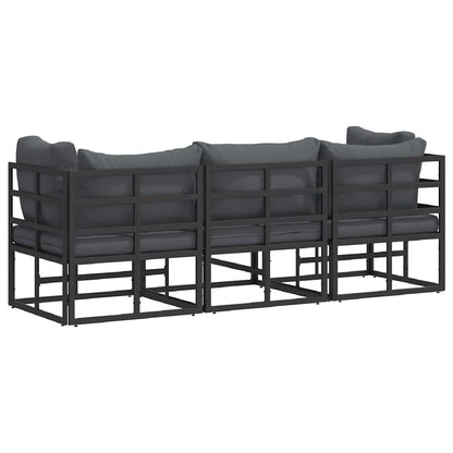 Outdoor Furniture with Cushion 3 pcs Black Aluminium
