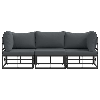 Outdoor Furniture with Cushion 3 pcs Black Aluminium