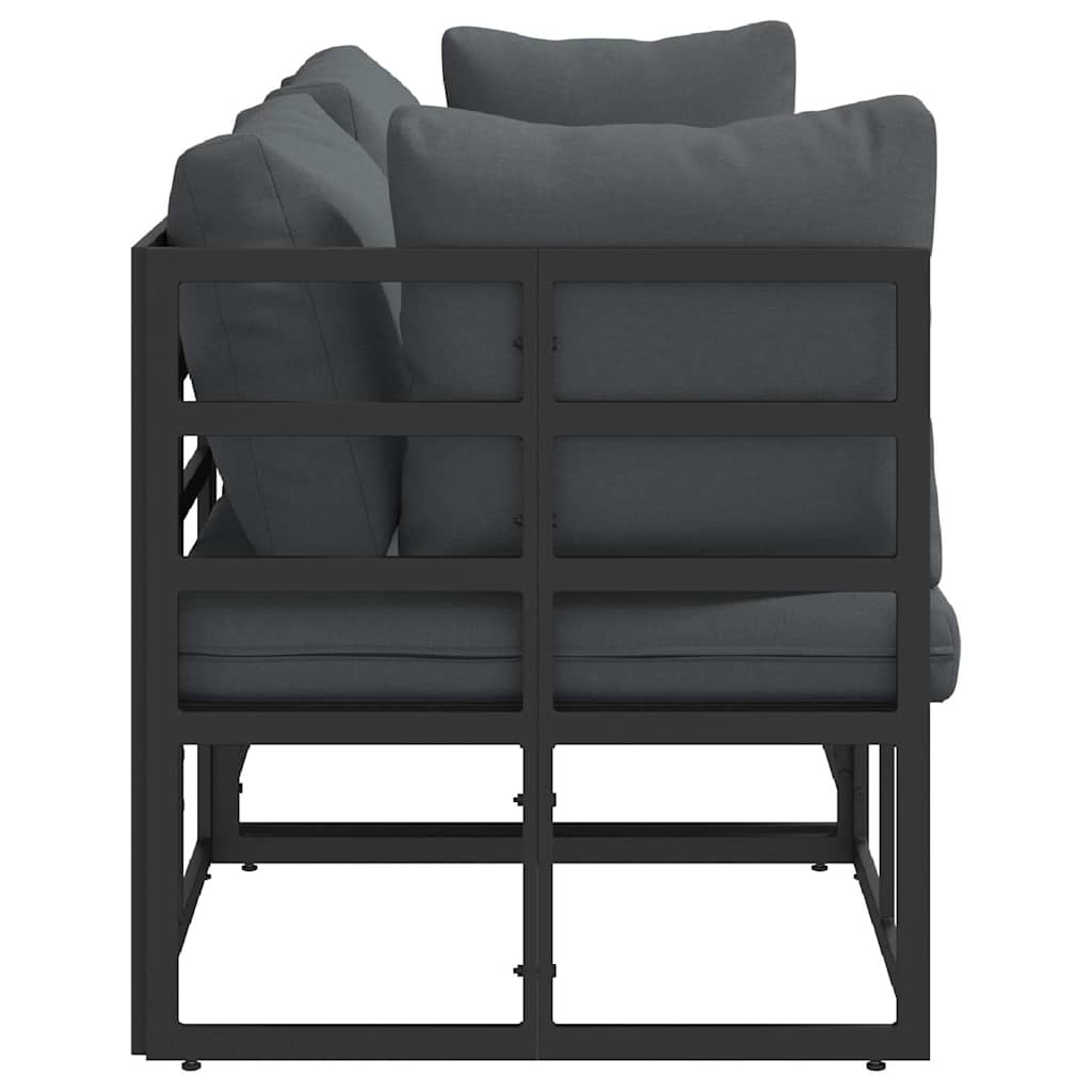 Outdoor Furniture with Cushion 3 pcs Black Aluminium