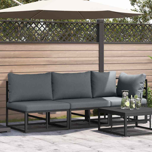 Outdoor Furniture with Cushion 3 pcs Black Aluminium