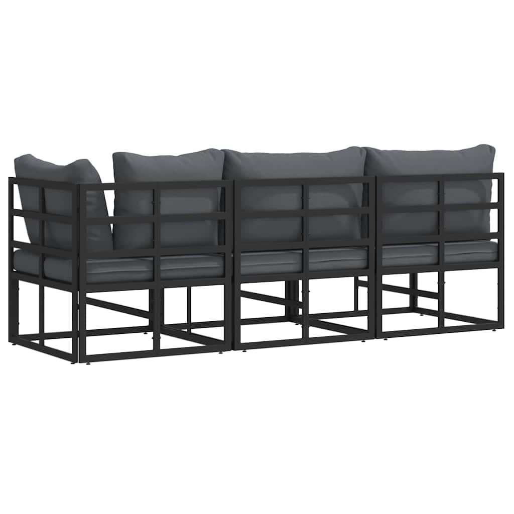 Outdoor Furniture with Cushion 3 pcs Black Aluminium