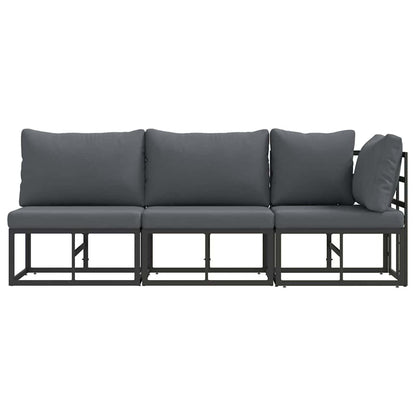 Outdoor Furniture with Cushion 3 pcs Black Aluminium