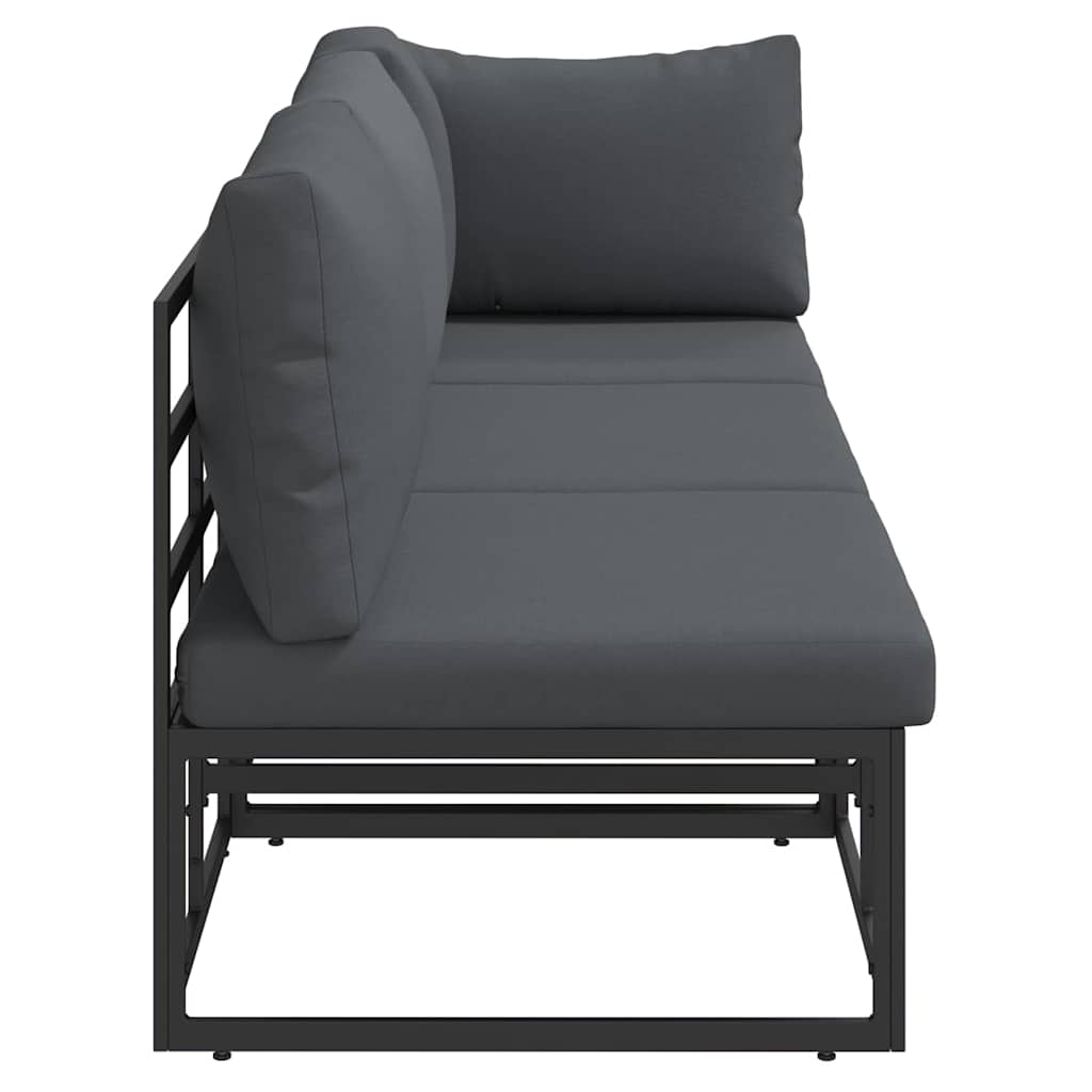 Outdoor Furniture with Cushion 3 pcs Black Aluminium