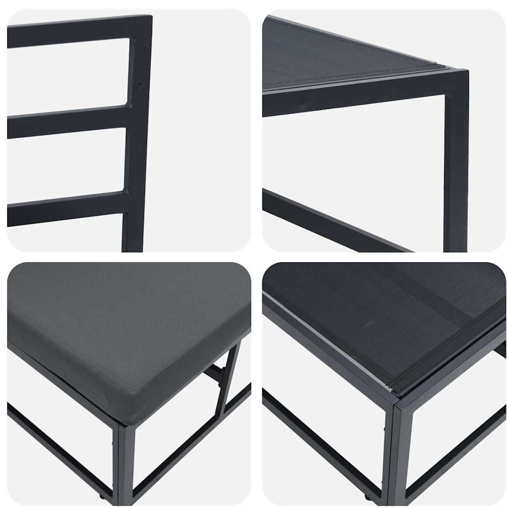Outdoor Furniture with Cushion 2 pcs Black Aluminium
