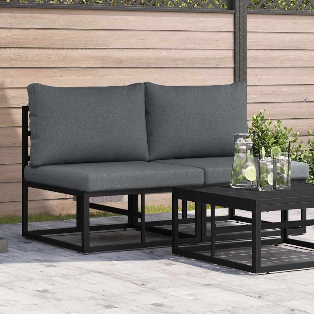 Outdoor Furniture with Cushion 2 pcs Black Aluminium