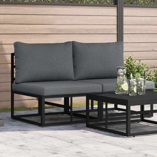 Outdoor Furniture with Cushion 2 pcs Black Aluminium