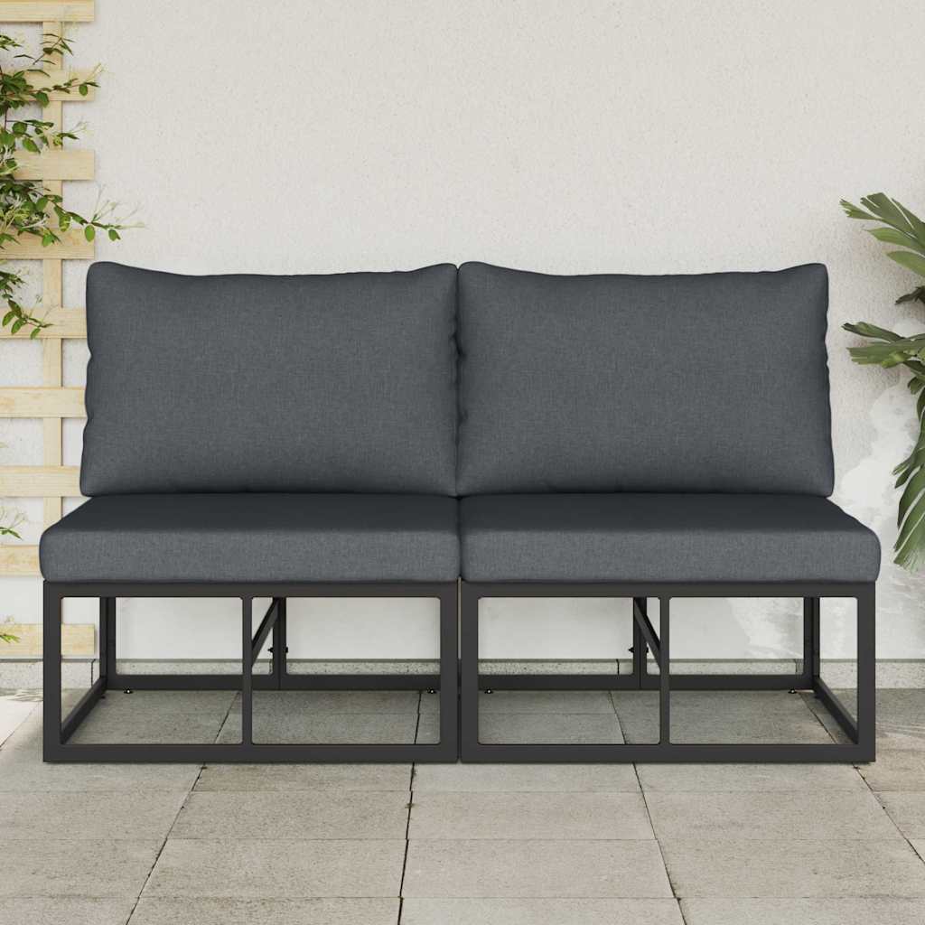 Outdoor Furniture with Cushion 2 pcs Black Aluminium