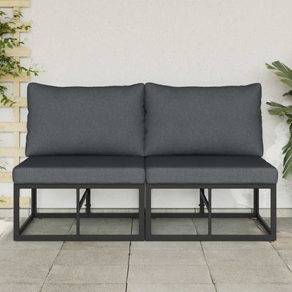 Outdoor Furniture with Cushion 2 pcs Black Aluminium