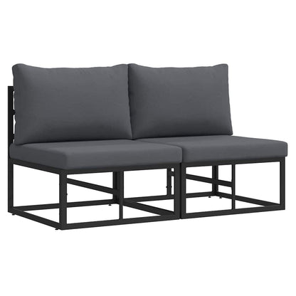 Outdoor Furniture with Cushion 2 pcs Black Aluminium
