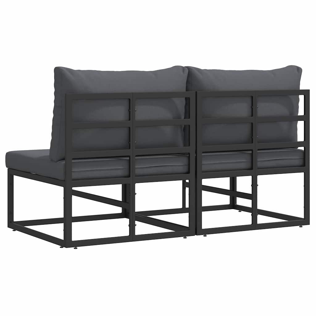 Outdoor Furniture with Cushion 2 pcs Black Aluminium