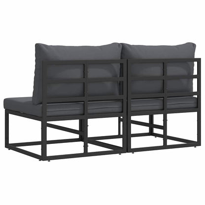 Outdoor Furniture with Cushion 2 pcs Black Aluminium