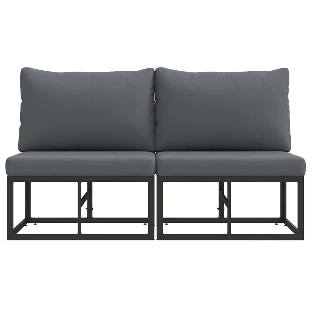 Outdoor Furniture with Cushion 2 pcs Black Aluminium