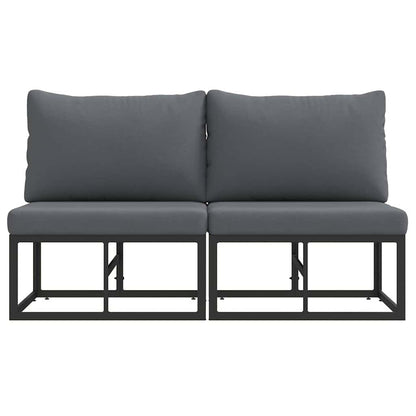 Outdoor Furniture with Cushion 2 pcs Black Aluminium