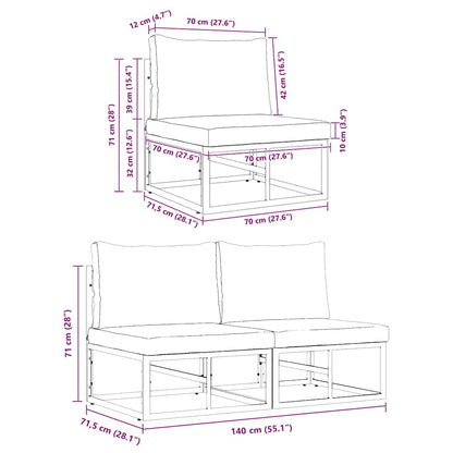 Outdoor Furniture with Cushion 2 pcs Black Aluminium