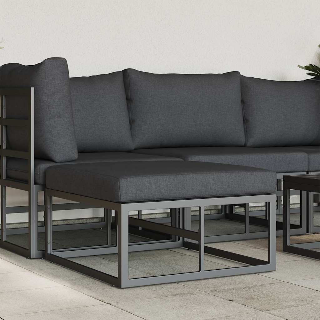 Outdoor Furniture with Cushion Black Aluminium