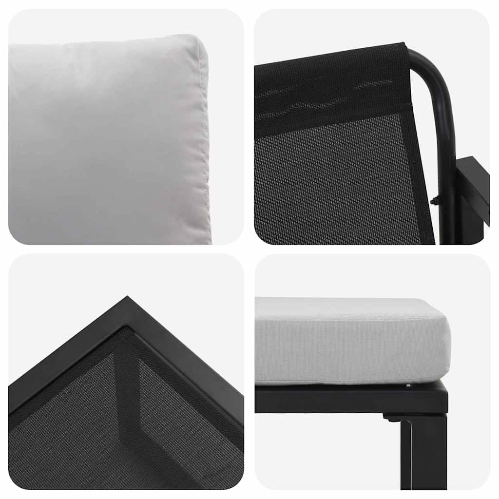Garden Furniture with Cushion Other 4 pcs Black Steel
