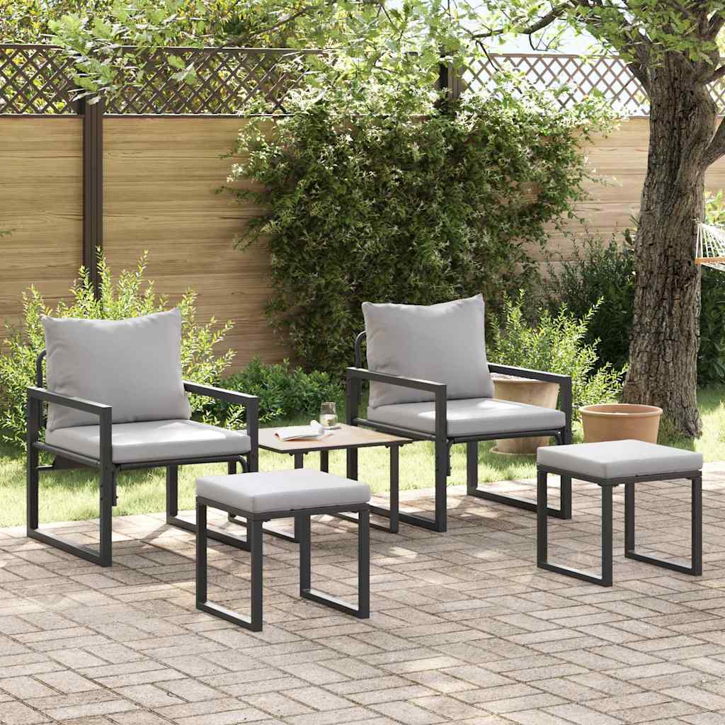 Garden Furniture with Cushion Other 4 pcs Black Steel