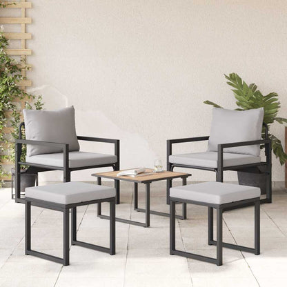 Garden Furniture with Cushion Other 4 pcs Black Steel